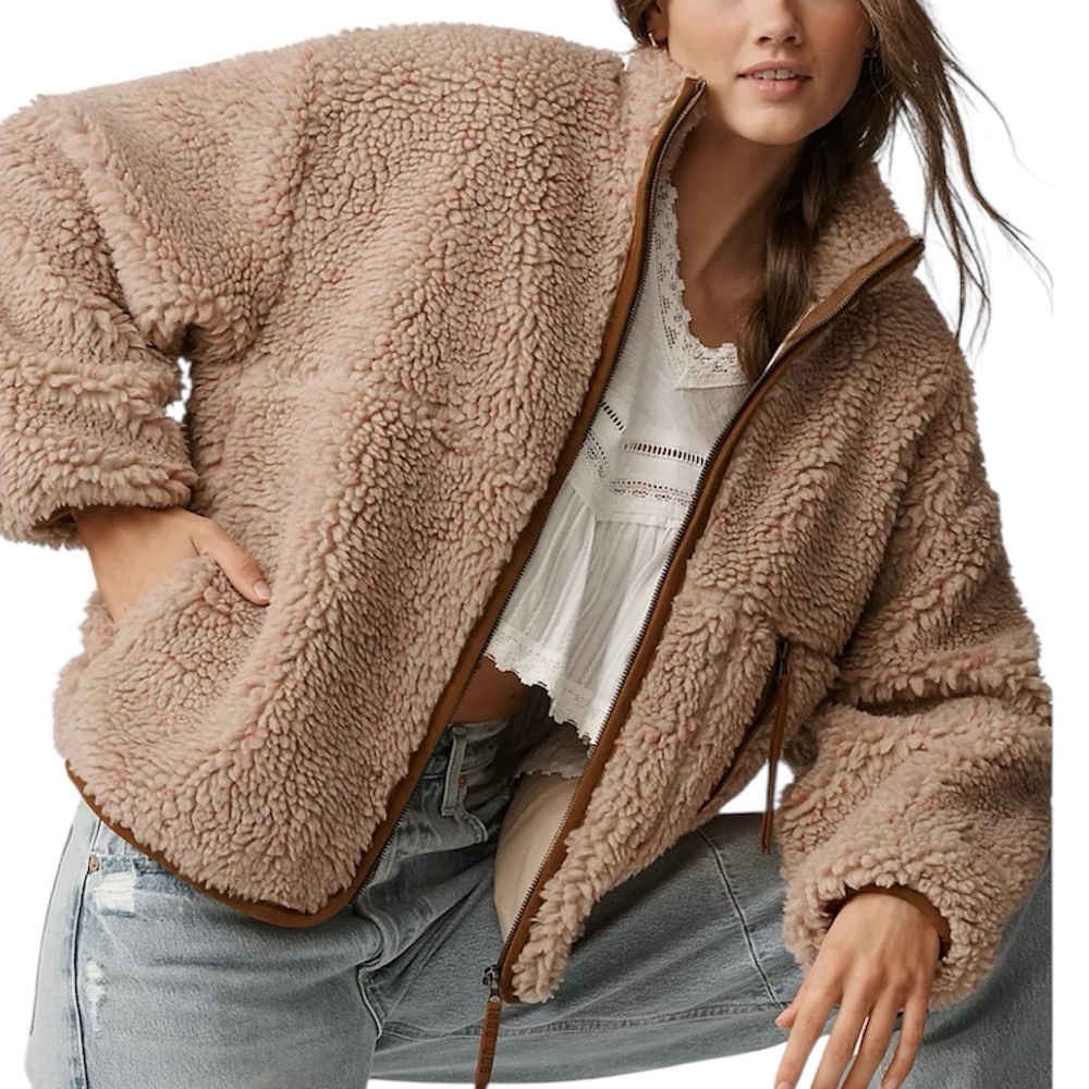 UO UGG Marlene Confetti Full Zip Fleece Oversized Lined Jacket NWT